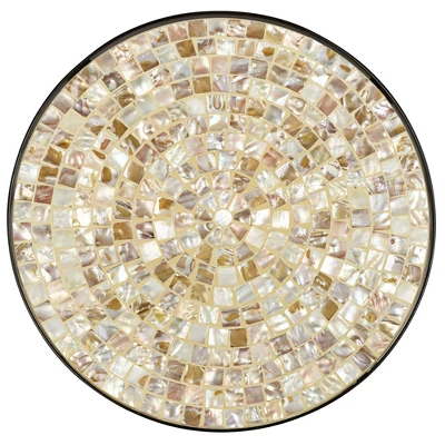 Teal Island Designs Modern Black Round Outdoor Accent Side Tables 14" Wide Set Of 2 Natural Mosaic Tabletop For Front Porch Patio Home House 2 Teal Island Designs Modern Black Round Outdoor Accent Side Tables 14" Wide Set Of 2 Natural Mosaic Tabletop For Front Porch Patio Home House - Image 2