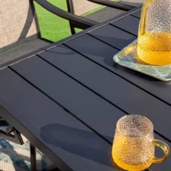 7pc Patio Dining Set With Rectangle Table With 2.6" Umbrella Hole & Sling Arm Chairs - Captiva Designs -Outdoor Comfort Deals Store GUEST 96c47332 d87e 456b 8ed6 576d8d41832f