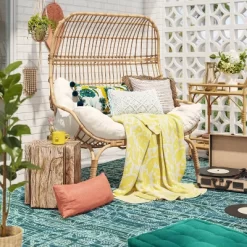 Wicker & Metal Outdoor Patio Chair, Egg Chair Natural - Threshold™ Designed With Studio McGee -Outdoor Comfort Deals Store GUEST 98121453 7012 488d ba4f 18f874372531