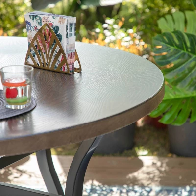 5pc Patio Set With Steel Table With 2" Umbrella Hole & Padded Sling C-Spring Arm Chairs - Captiva Designs 3 5pc Patio Set With Steel Table With 2" Umbrella Hole & Padded Sling C-Spring Arm Chairs - Captiva Designs - Image 3