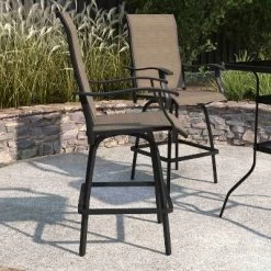 Merrick Lane Set Of 2 Brett High Back Bar Height Swivel Patio Stools With Powder Coated Metal Frames And Textilene Upholstery -Outdoor Comfort Deals Store GUEST 99b1d28e d1cb 4a3e b62f b07aaabf858b