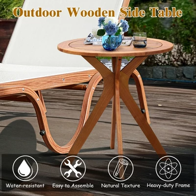 Costway 27'' Outdoor Round Table Solid Wood Coffee Side Bistro Table 5 Costway 27'' Outdoor Round Table Solid Wood Coffee Side Bistro Table - Image 5