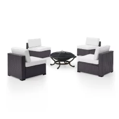 Biscayne 5pc Outdoor Wicker Conversation Set With 4 Armless Chairs & Fire Pit - White - Crosley 11 Biscayne 5pc Outdoor Wicker Conversation Set With 4 Armless Chairs & Fire Pit - White - Crosley -Outdoor Comfort Deals Store GUEST 9a8ef942 47de 43cc 96f8 6211776d283c