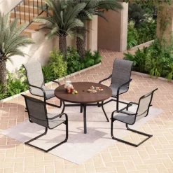 48" Metal Round Dining Table With 1.97" Umbrella Hole - Black - Captiva Designs -Outdoor Comfort Deals Store GUEST 9a9d0983 dca1 4e11 8fc9 a4500b1cef14
