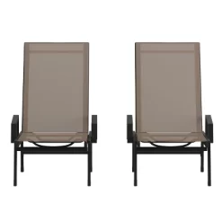 Emma And Oliver Set Of 2 Textilene Adjustable 5 Position Patio Chaise Lounge With Armrests And Metal Frame -Outdoor Comfort Deals Store GUEST 9b23317e c63f 4ca2 8807 5a145b255980