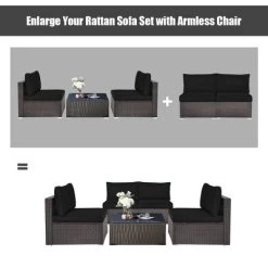 Tangkula 2PCS Patio Sectional Armless Sofas Outdoor Rattan Furniture Set W/ Cushions Black -Outdoor Comfort Deals Store GUEST 9ba858ae 682d 4cea 8741 366e11ccf82e