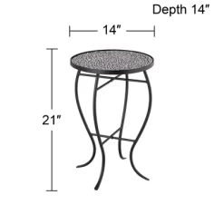 Teal Island Designs Modern Black Round Outdoor Accent Side Tables 14" Wide Set Of 2 Free-Form Mosaic Tabletop Front Porch Patio Home House -Outdoor Comfort Deals Store GUEST 9bee0e97 6a78 4933 8b7e 46f86fd42f84