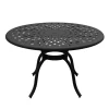 5pc Patio Dining Set With 48" Modern Outdoor Mesh Aluminum Round Table & Checker Chairs - Black - Oakland Living