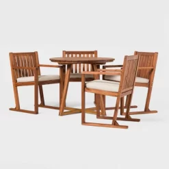 Saracina Home 5pc Modern Slatted Acacia Outdoor Dining Set With Round Table 10 Saracina Home 5pc Modern Slatted Acacia Outdoor Dining Set With Round Table -Outdoor Comfort Deals Store GUEST 9d726d02 3bf0 4f04 9439 6de7c83b7e6c