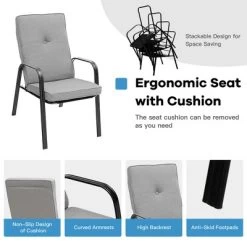 Costway 6PCS Patio Dining Set Stackable Chairs Cushioned Glass Table W/Umbrella -Outdoor Comfort Deals Store GUEST 9dc060a6 aa6b 4aa5 b917 513d06c42546