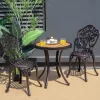 Costway 3PCS Patio Bistro Set Round Table Chairs All Weather Cast Aluminum Yard