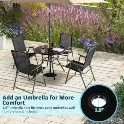 Costway 34 Inch Patio Dining Table Round Tempered Glass Tabletop With 1.5'' Umbrella Hole -Outdoor Comfort Deals Store GUEST 9efa7354 a39b 4160 92a8 6e5c209a51e6