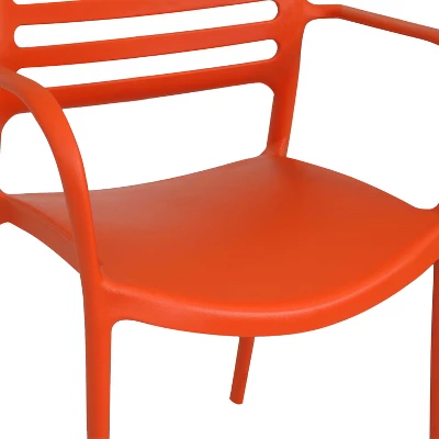 Sunnydaze Decor Sunnydaze Plastic All-Weather Commercial-Grade Astana Indoor/Outdoor Patio Dining Arm Chair, Orange, 2pk 6 Sunnydaze Decor Sunnydaze Plastic All-Weather Commercial-Grade Astana Indoor/Outdoor Patio Dining Arm Chair, Orange, 2pk - Image 6