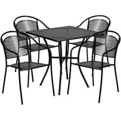 Flash Furniture Oia Commercial Grade 28" Square Indoor-Outdoor Steel Patio Table Set With 4 Round Back Chairs -Outdoor Comfort Deals Store GUEST 9fdfcd71 37ef 4192 bfce f331a2f8c06c