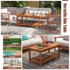 Costway Patio Coffee Table 2-Tier Outdoor Side Rectangle Side Table Solid Wood Porch -Outdoor Comfort Deals Store GUEST 9feba0bf 8600 4e92 9e8b 4f17425f7461