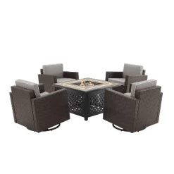 Palm Harbor 5pc Outdoor Wicker Conversation Set With Fire Table - Gray - Crosley -Outdoor Comfort Deals Store GUEST a018c367 5e3e 4c05 86f3 a9892b42ef97