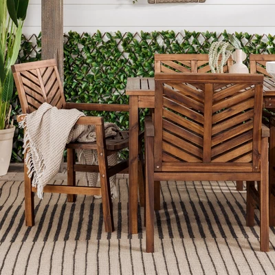 7pc Slatted Chevron Acacia Patio Dining Set - Saracina Home 6 7pc Slatted Chevron Acacia Patio Dining Set - Saracina Home - Image 6