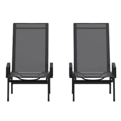 Emma And Oliver Set Of 2 Textilene Adjustable 5 Position Patio Chaise Lounge With Armrests And Metal Frame -Outdoor Comfort Deals Store GUEST a046da1d 01e8 4052 8aa0 433de8d41323