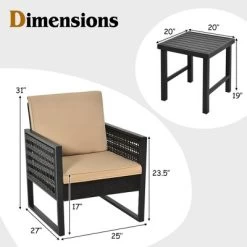 Costway 3PCS Patio Rattan Bistro Furniture Set Cushioned Sofa Chair Coffee Table Garden -Outdoor Comfort Deals Store GUEST a08173ec 15e5 4b21 bbee c08db33e4248