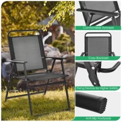 Costway 2pcs Patio Folding Chairs Heavy-Duty Metal Frame Armrests Portable Outdoor -Outdoor Comfort Deals Store GUEST a0db18b7 195b 4248 9226 f09a4832aa36