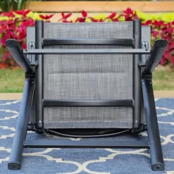 7pc Outdoor Dining Set With 7 Position Adjustable Folding Chairs & Metal Rectangle Table With Umbrella Hole - Captiva Designs -Outdoor Comfort Deals Store GUEST a17ef9d4 320d 43a3 be6a c1b3c01f635f