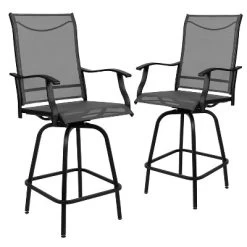 Merrick Lane Set Of 2 Brett High Back Bar Height Swivel Patio Stools With Powder Coated Metal Frames And Textilene Upholstery -Outdoor Comfort Deals Store GUEST a1e14540 99d0 416b b349 142c73592dcc