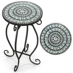 Costway Mosaic Outdoor Round End Table With Weather Resistant Ceramic Tile Tabletop -Outdoor Comfort Deals Store GUEST a1f83629 576a 4928 842d 0231376c108d