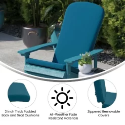 Flash Furniture Charlestown Set Of 2 All-Weather Poly Resin Wood Adirondack Chairs With Cushions For Deck, Porch, And Patio -Outdoor Comfort Deals Store GUEST a214f9db ab46 4b18 a5d4 f5d25ec22d9b