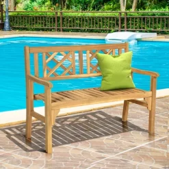 Costway Patio Outdoor Solid Wood Bench Folding Loveseat Chair Park Garden Deck Furniture -Outdoor Comfort Deals Store GUEST a28bbe4e 182b 4f87 a1e1 12dbbf788baa