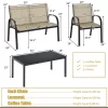 Costway 4 PCS Patio Furniture Set Sofa Coffee Table Steel Frame Garden Brown