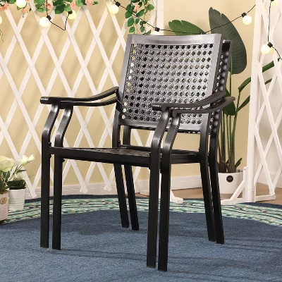 7pc Outdoor Dining Set With Faux Wood Table With Umbrella Hole - Captiva Designs 17 7pc Outdoor Dining Set With Faux Wood Table With Umbrella Hole - Captiva Designs - Image 17