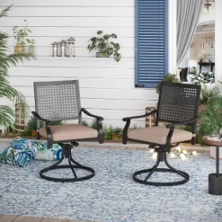 7pc Outdoor Dining Set With Swivel Chairs With Cushions & Faux Wood Table With Umbrella Hole - Captiva Designs 25 7pc Outdoor Dining Set With Swivel Chairs With Cushions & Faux Wood Table With Umbrella Hole - Captiva Designs -Outdoor Comfort Deals Store GUEST a3060411 1dfe 4876 96ac 2bd439097d83