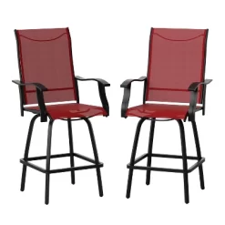 Merrick Lane Set Of 2 Brett High Back Bar Height Swivel Patio Stools With Powder Coated Metal Frames And Textilene Upholstery -Outdoor Comfort Deals Store GUEST a3ad6a4d 02b8 48bb a7ec e3d098ddda04