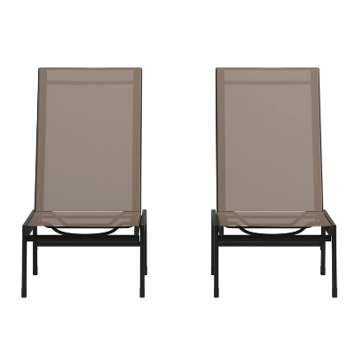 Emma And Oliver Set Of 2 Textilene Adjustable 5 Position Patio Chaise Lounge And Metal Frame 11 Emma And Oliver Set Of 2 Textilene Adjustable 5 Position Patio Chaise Lounge And Metal Frame - Image 11