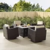 Palm Harbor 5pc Outdoor Wicker Conversation Set With Fire Table - Sand - Crosley