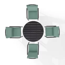 5pc Kaplan Outdoor Steel Round Dining Set Mist/Bronze - Crosley -Outdoor Comfort Deals Store GUEST a510e7e3 3db5 4c57 a819 a743ffe00205