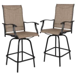 Merrick Lane Set Of 2 Brett High Back Bar Height Swivel Patio Stools With Powder Coated Metal Frames And Textilene Upholstery -Outdoor Comfort Deals Store GUEST a56bb3b0 3e3e 4b2d 9159 10a69ec5ebb1