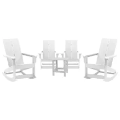 Merrick Lane Wellington 3 Piece Patio Furniture Set Includes All-Weather UV Treated Adirondack Rocking Chairs And Side Table -Outdoor Comfort Deals Store GUEST a5979838 3a83 4565 9c51 e989887405f9