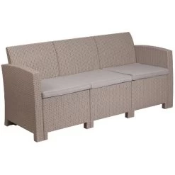 Merrick Lane Outdoor Furniture Resin Sofa Faux Rattan Wicker Pattern Patio 3-Seat Sofa With All-Weather Cushions -Outdoor Comfort Deals Store GUEST a5b92150 33ec 436f af88 4966dd9a88b9