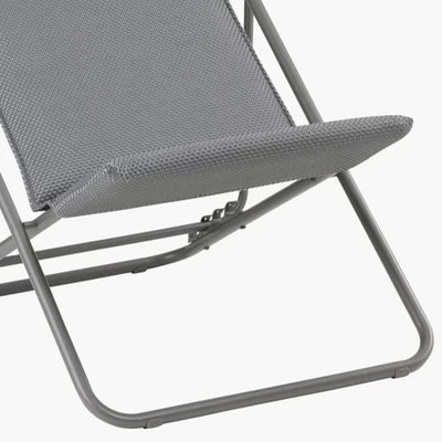 Lafuma Maxi Transat Plus Adjustable Foam Padded Ultra Compact Reclining Foldable Sling Chair With Headrest For Indoors And Outdoors, Silver 4 Lafuma Maxi Transat Plus Adjustable Foam Padded Ultra Compact Reclining Foldable Sling Chair With Headrest For Indoors And Outdoors, Silver - Image 4