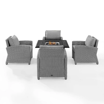 Bradenton 5pc Wicker Conversation Set With Fire Table - Gray - Crosley 2 Bradenton 5pc Wicker Conversation Set With Fire Table - Gray - Crosley - Image 2