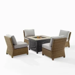 Bradenton 5pc Outdoor Wicker Armless Chair & Fire Table Set - Crosley -Outdoor Comfort Deals Store GUEST a6bedb2e aa5e 4e0b 9f2d 85ba9020c114