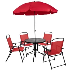 Flash Furniture Nantucket 6 Piece Patio Garden Set With Table, Umbrella And 4 Folding Chairs -Outdoor Comfort Deals Store GUEST a6e34d24 3d2a 4ad8 b734 4ac520bf8206