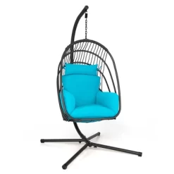 Costway Hanging Folding Egg Chair With Stand Soft Cushion Pillow Swing Hammock TurquoiseGreyRed -Outdoor Comfort Deals Store GUEST a7354720 e24f 4e8f 9b0f feaef22b1d78