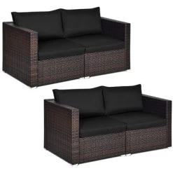 Costway 4PCS Patio Rattan Corner Sofa Sectional Furniture SetBlueBeigeNavy Cushion -Outdoor Comfort Deals Store GUEST a833d072 45d8 4b6f a4cf 24d9e17a2f6b