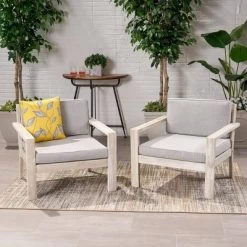 Santa Ana 2pk Acacia Club Accent Chairs Brushed Light Gray - Christopher Knight Home -Outdoor Comfort Deals Store GUEST a8f524dd c797 41ac a264 414e0261a950