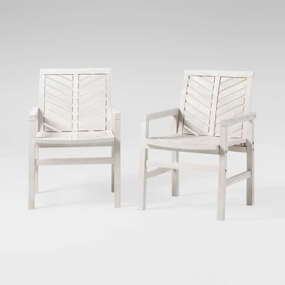 2pk Slatted Chevron Acacia Wood Patio Chairs - Saracina Home 3 2pk Slatted Chevron Acacia Wood Patio Chairs - Saracina Home - Image 3
