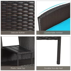 Costway Patio Rattan Conversation Set Loveseat Sofa Cushioned Coffee Table TurquoisRed -Outdoor Comfort Deals Store GUEST aa6d64d3 d4aa 4f76 9ad8 d1aac6198e2e