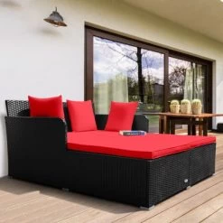 Tangkula Patio Rattan Daybed With 4 Pillows Cushioned Sofa For Outdoor -Outdoor Comfort Deals Store GUEST ab02ff80 66f4 48cd bb3a 71b8df6cfce9