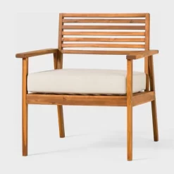 Saracina Home Mid-Century Modern Slatted Outdoor Acacia Arm Chair -Outdoor Comfort Deals Store GUEST ab173419 b518 4843 a683 bb848e668a5e